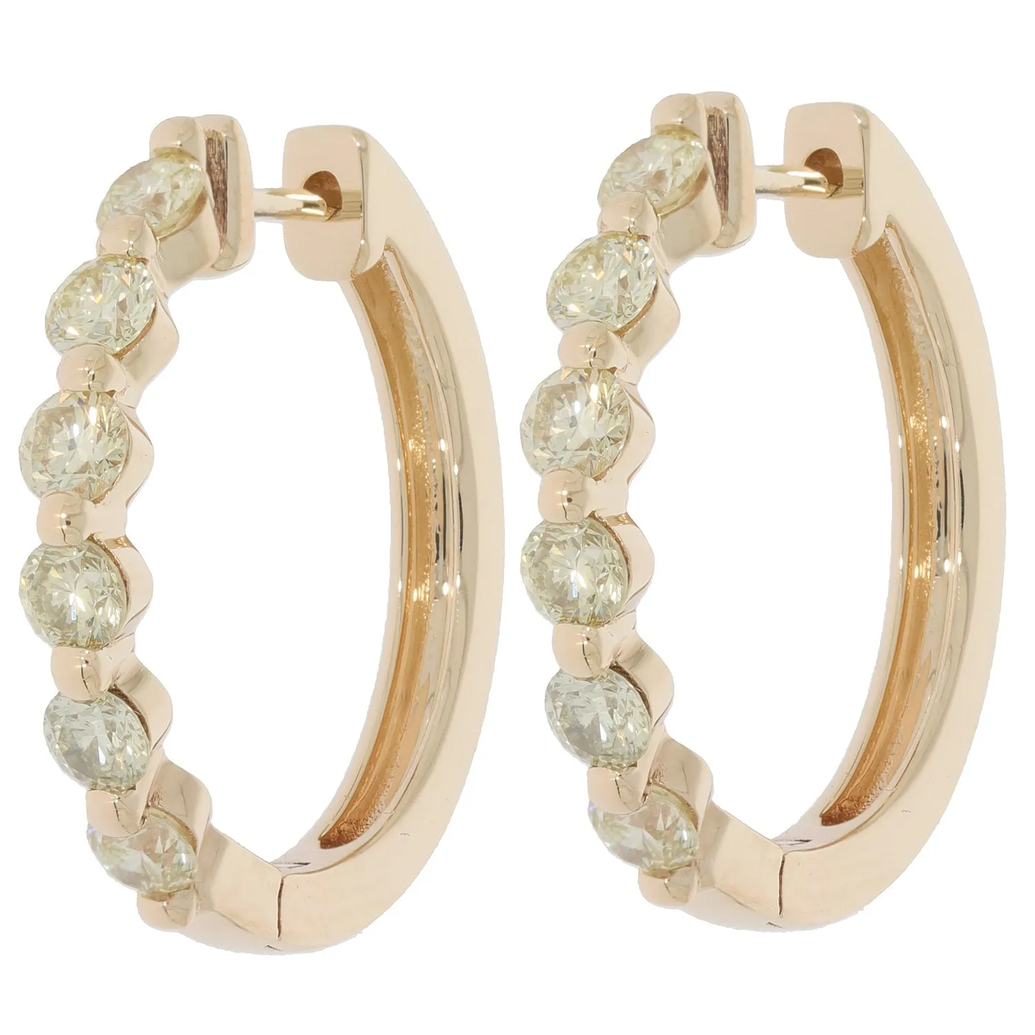 Round Green Diamond 14K Yellow Gold Earrings with Accent