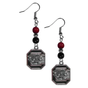 S. Carolina Gamecocks Fan Bead Dangle Earrings