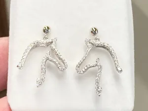 Silver Dangle Horse Crystal Earrings