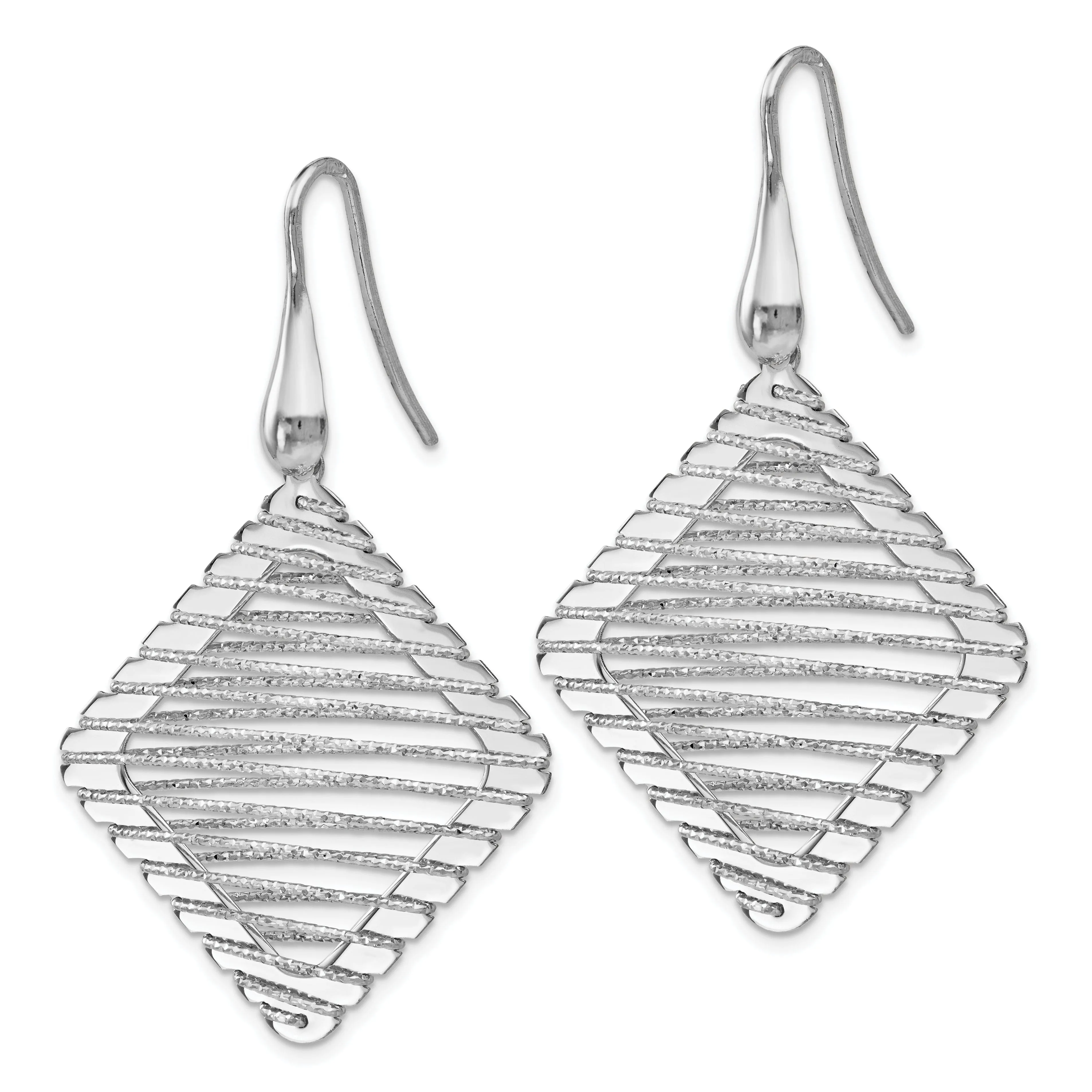 Silver Rhodium Dangle Shepherd Hook Earrings