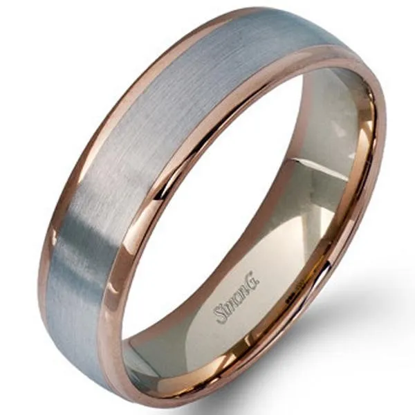 Simon G. Two-Tone Modern Men's Wedding Band