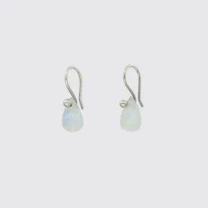 Simple Rainbow Moonstone Tear Drop Dangle Earring