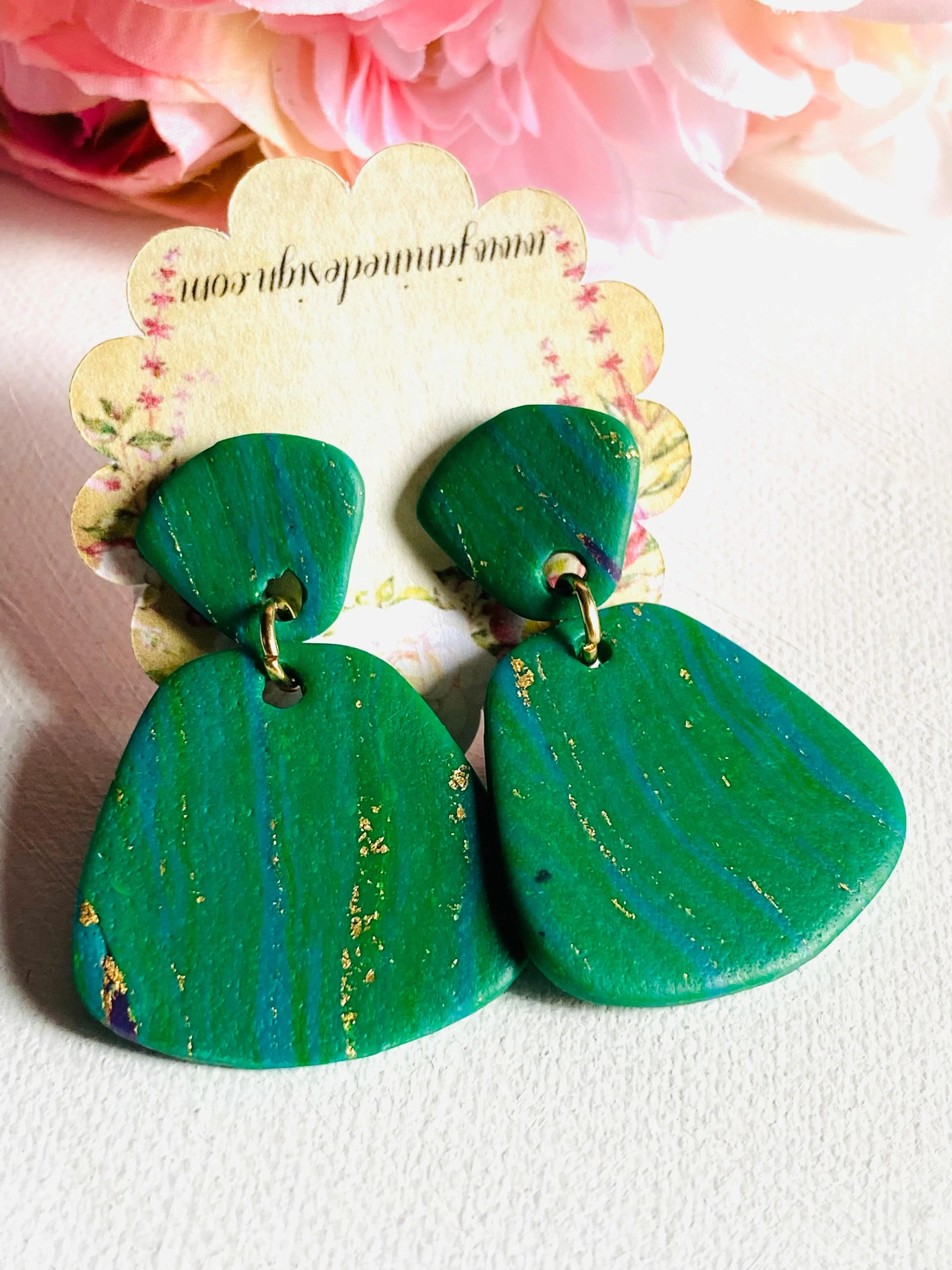 Spring Green Earrings/ Green Clay Earrings, Statement Earrings