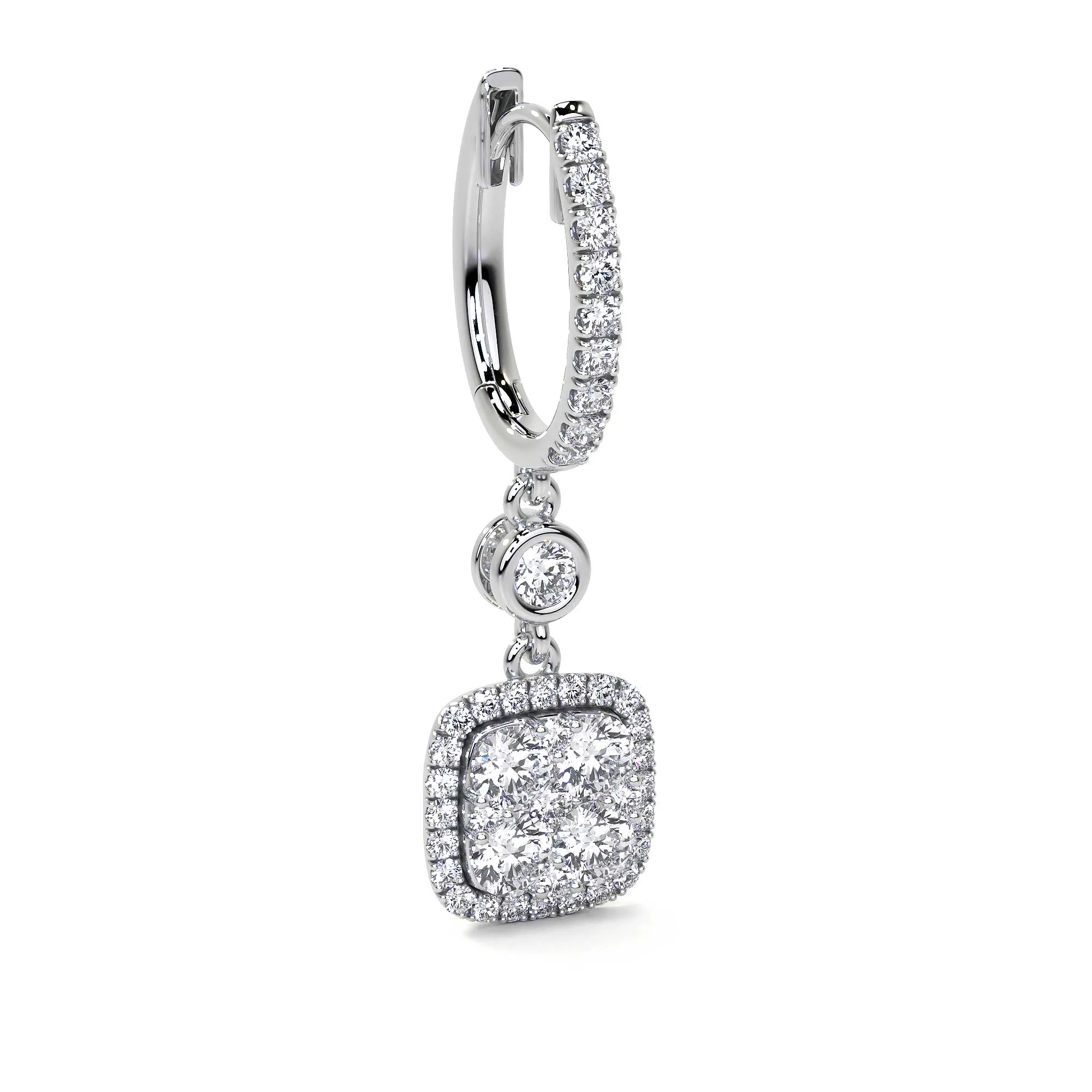 Square Dangling Diamond Earrings