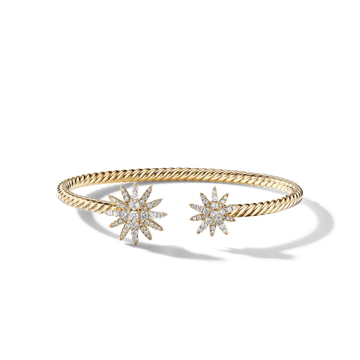 Starburst Cable Bracelet in 18K Yellow Gold with Pave Diamonds