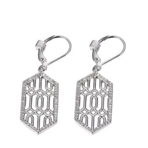 Sterling Silver Lattice CZ Earrings