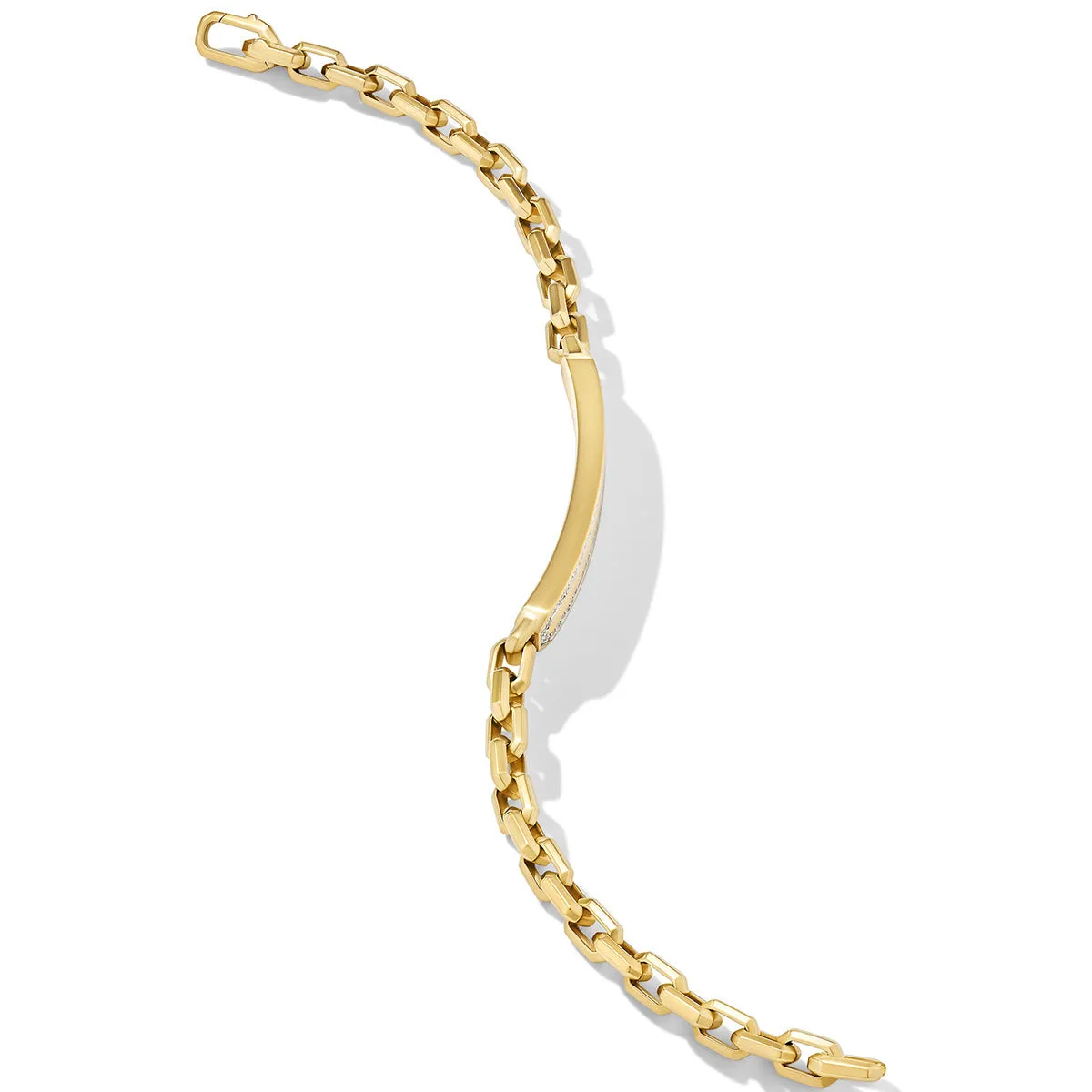 Streamline ID Bracelet in 18K Yellow Gold with Pave Diamonds