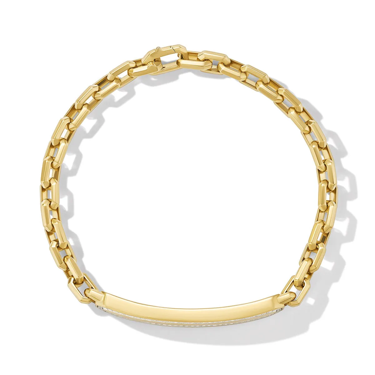 Streamline ID Bracelet in 18K Yellow Gold with Pave Diamonds