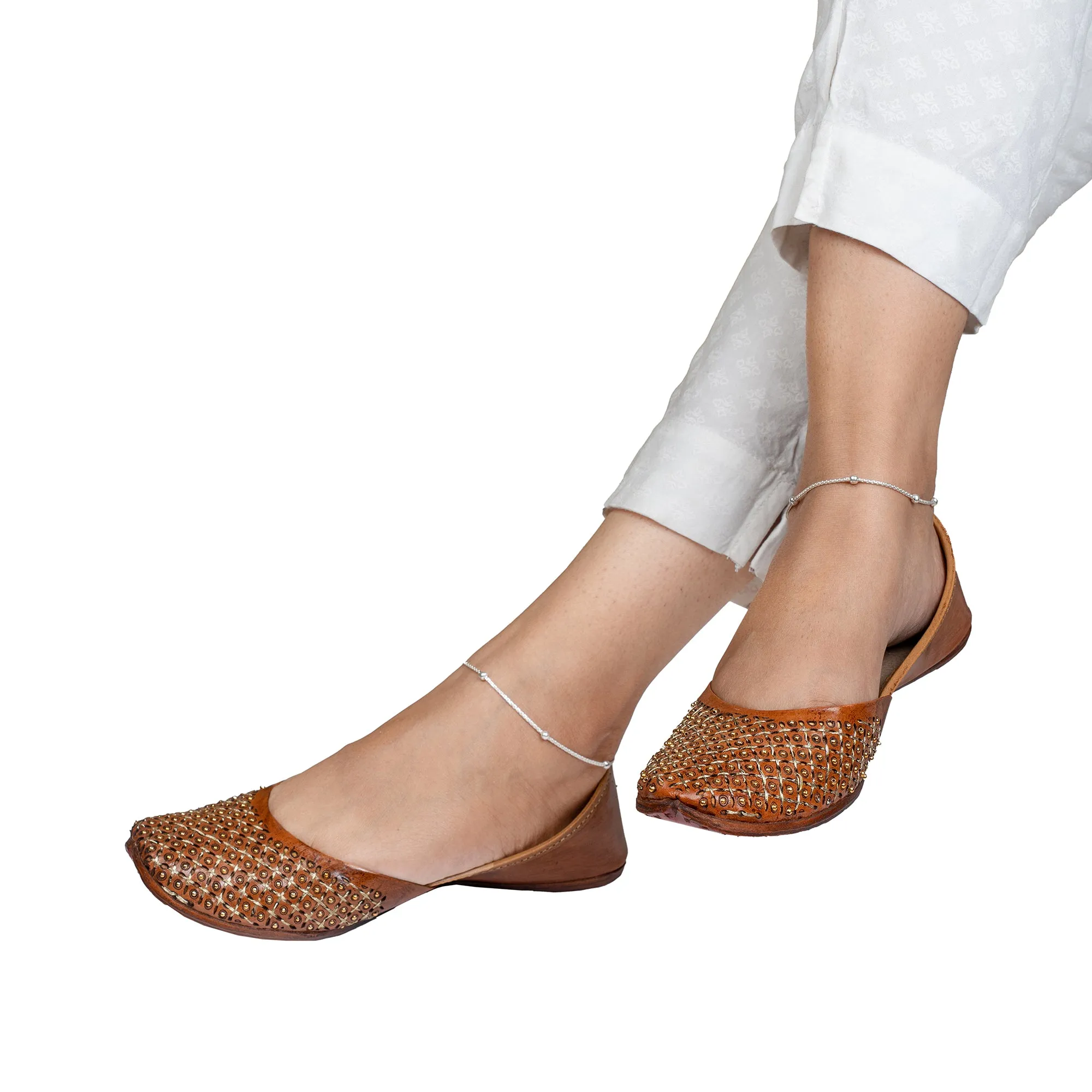 Tan Amber Women's Kolhapuri Leather Jutti