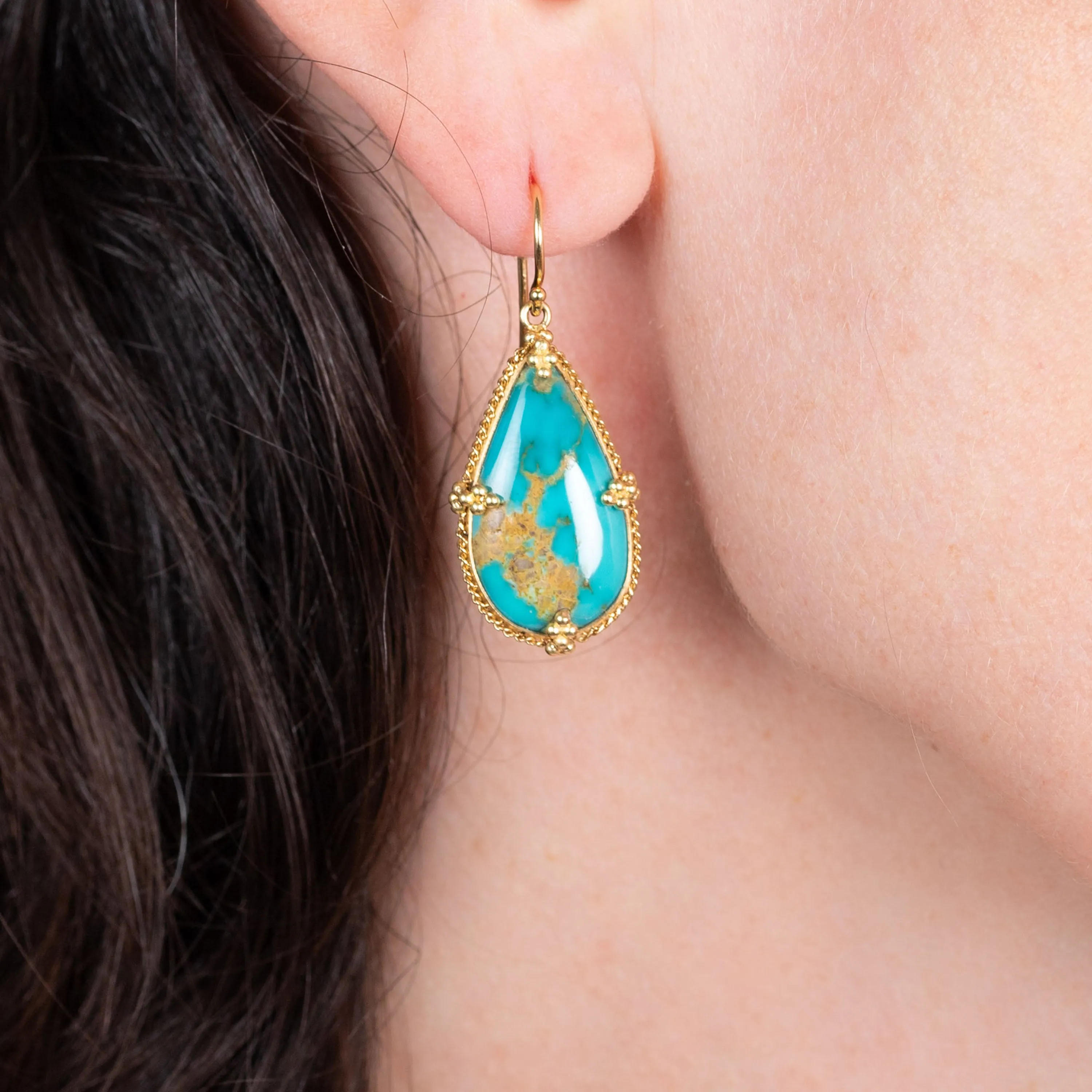 Turquoise 18k One-of-a-Kind Earrings