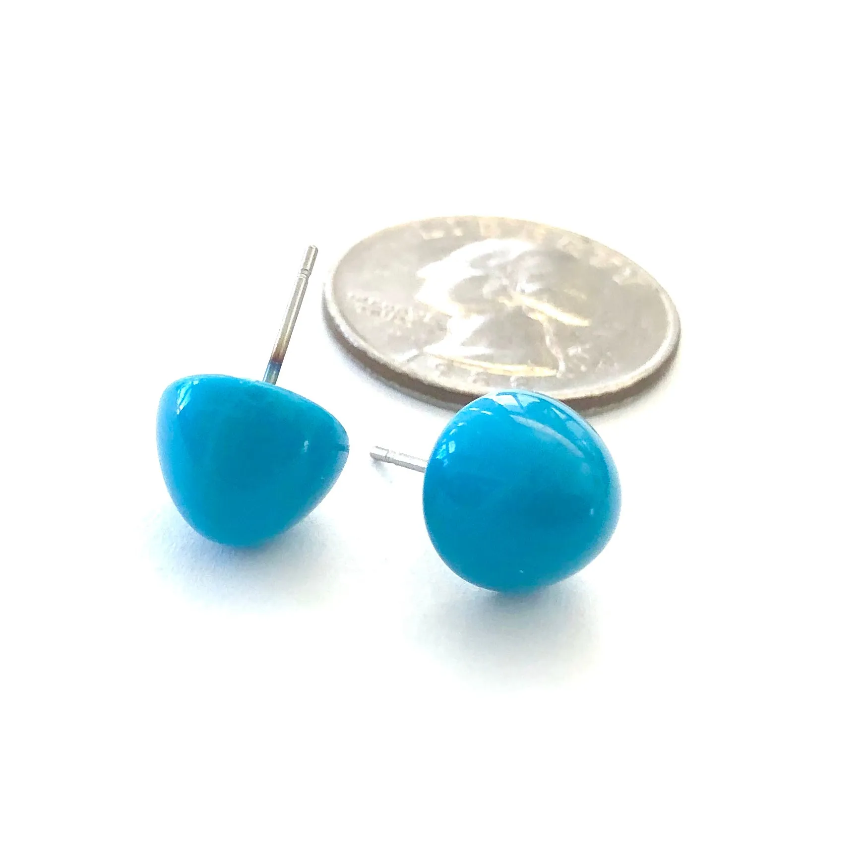 Turquoise Blue Gumdrop Stud Earrings *