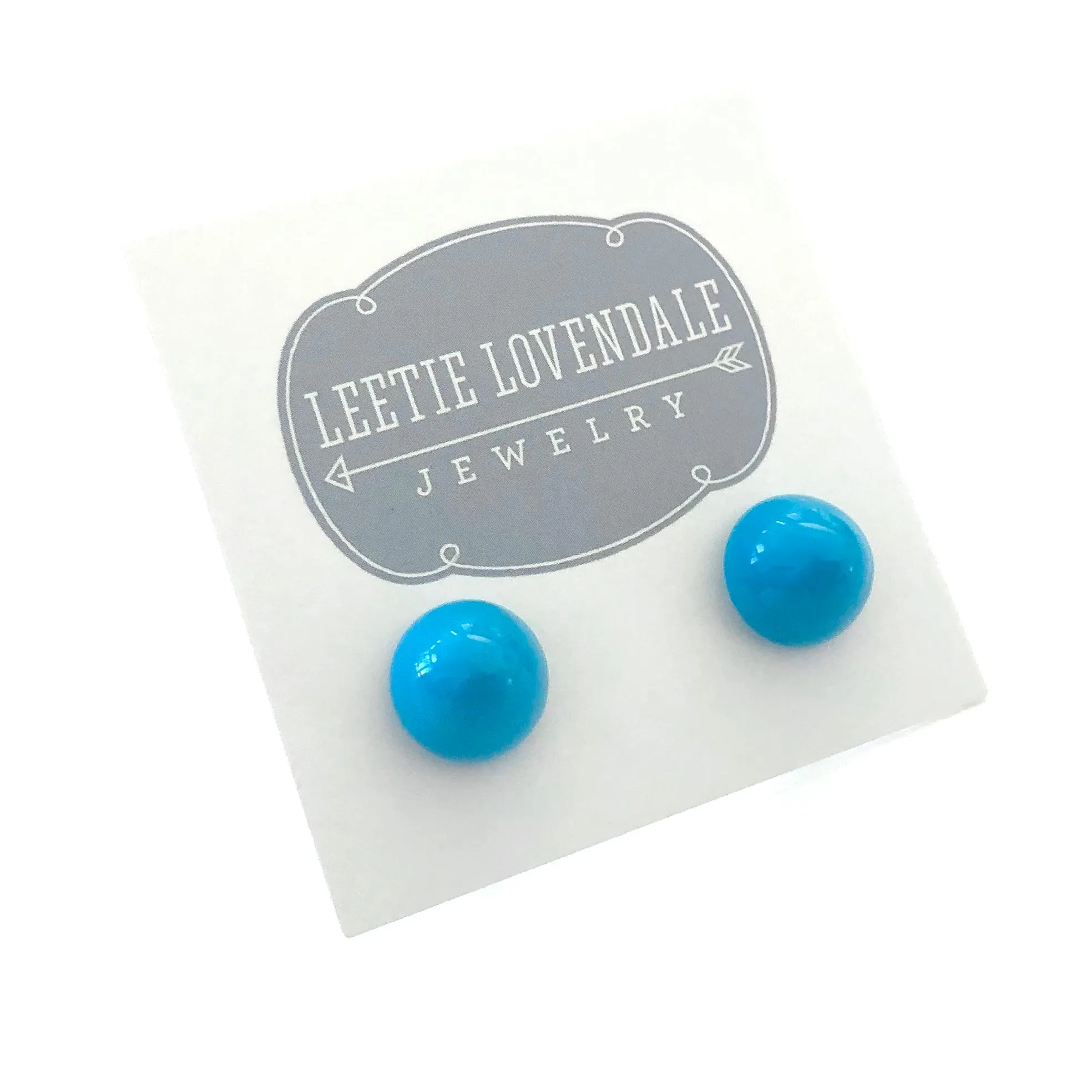 Turquoise Blue Gumdrop Stud Earrings *