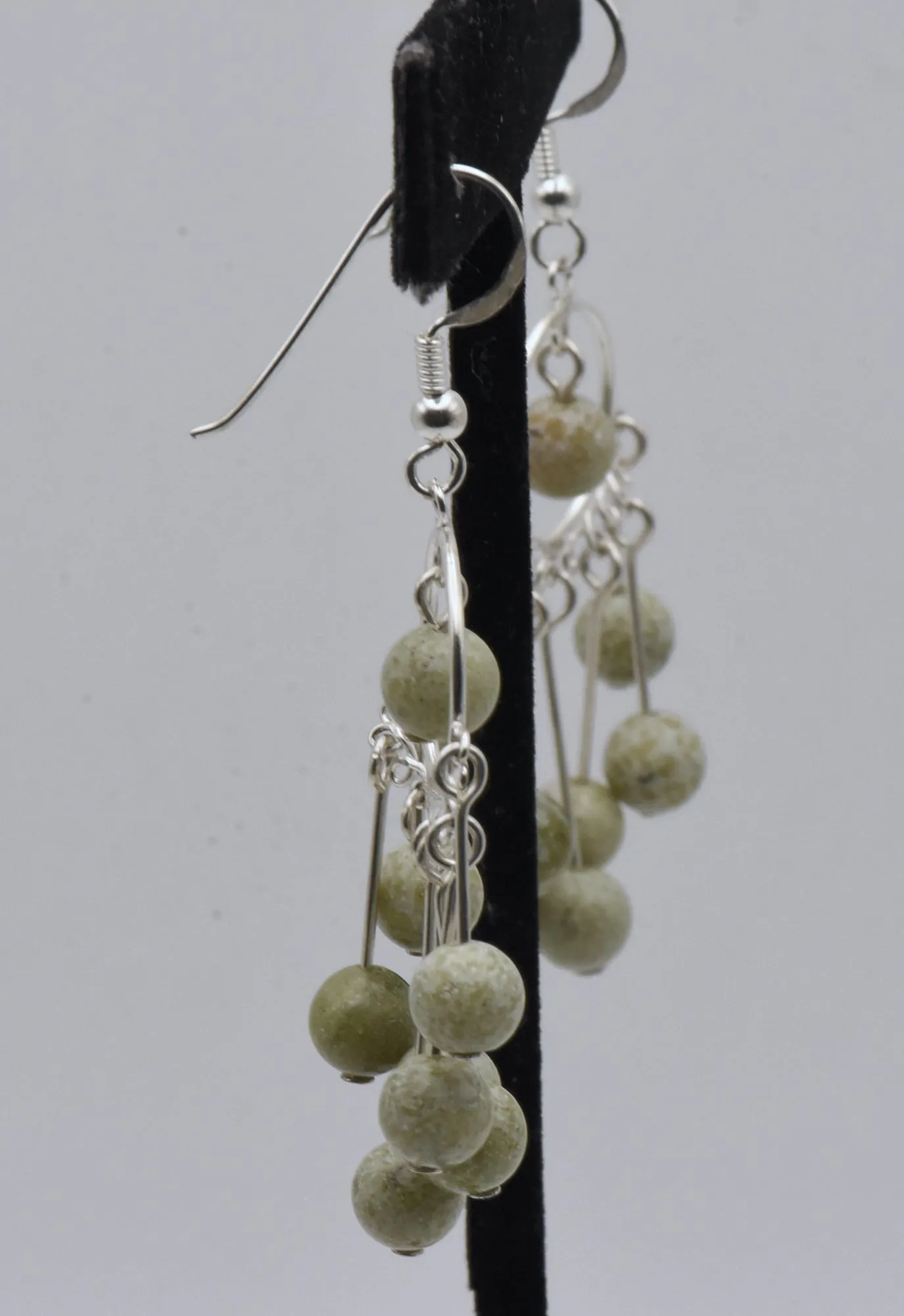 Vintage Sterling Silver Serpentine Bead Dangle Earrings