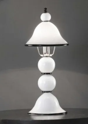 White Art Deco Murano Glass Lamp With 6 Colour Options