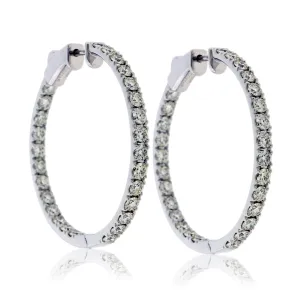 White Gold 4.0 Carat Inside Out Diamond Hoop Earrings