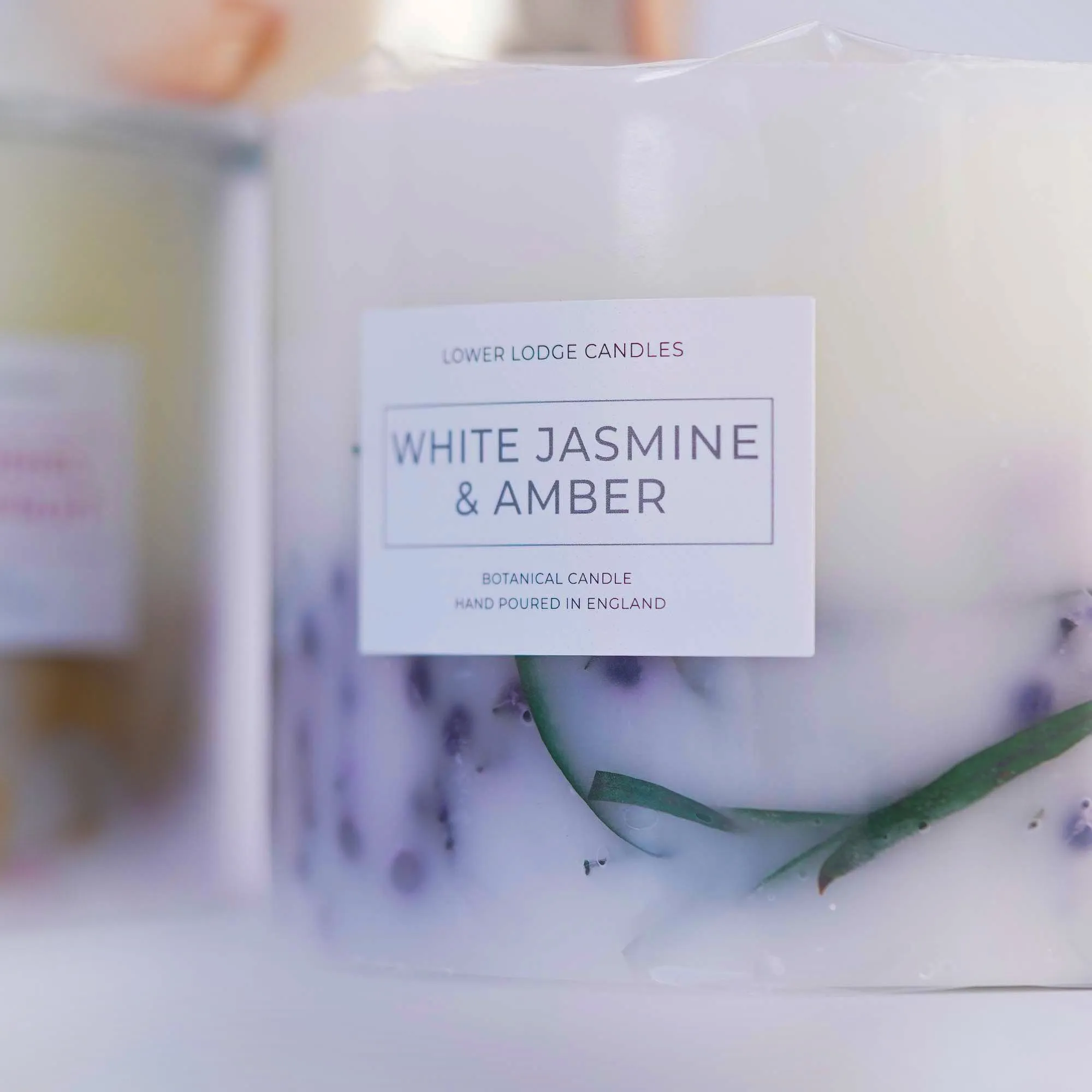 White Jasmine and Amber Large Botanical Candle