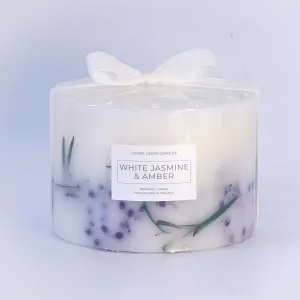 White Jasmine and Amber Large Botanical Candle