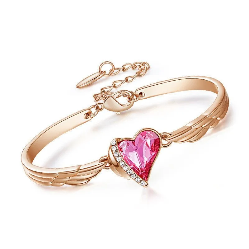 Women's Adjustable Bracelets With Heart Shaped Gems