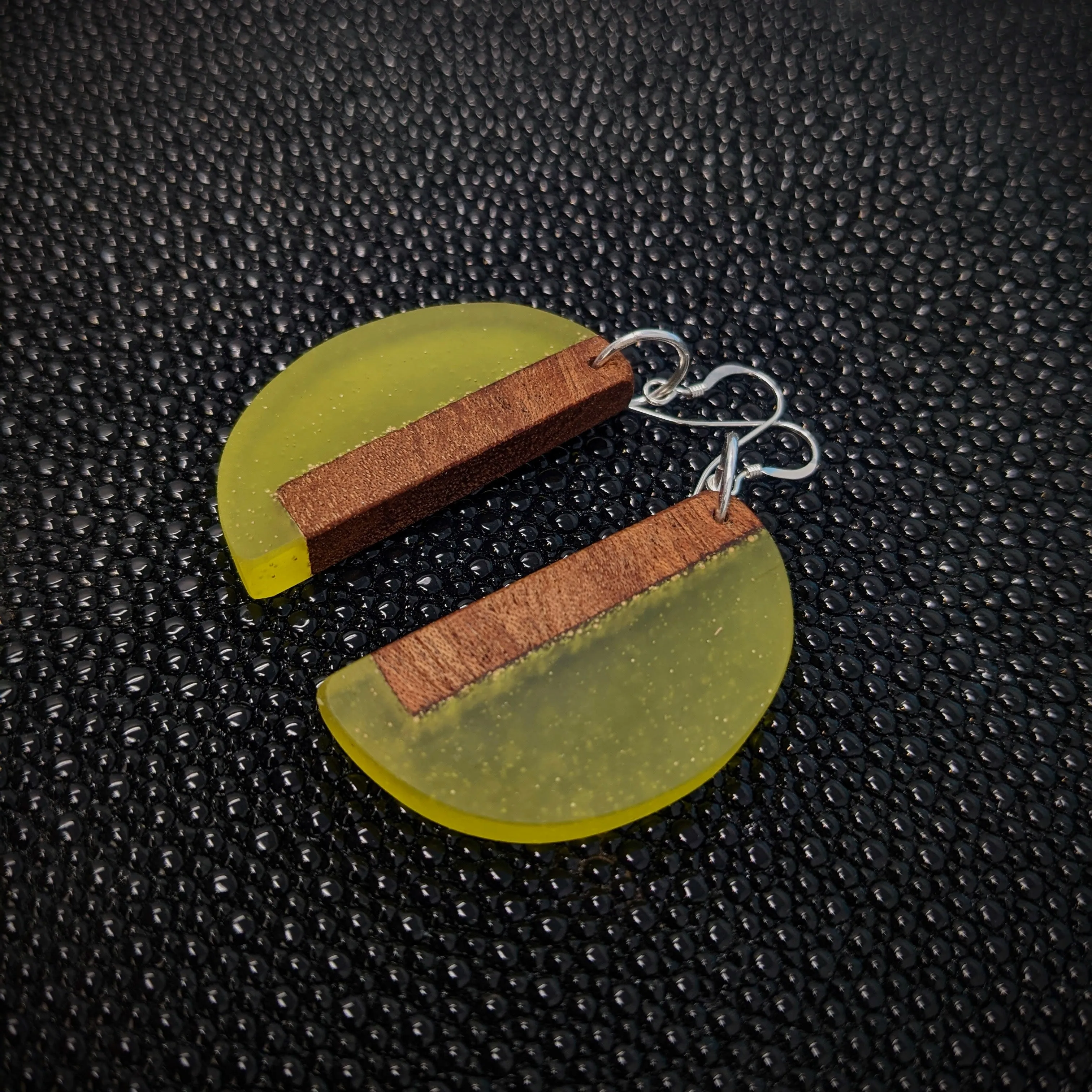 Yellow Semicircle Dangle Earrings